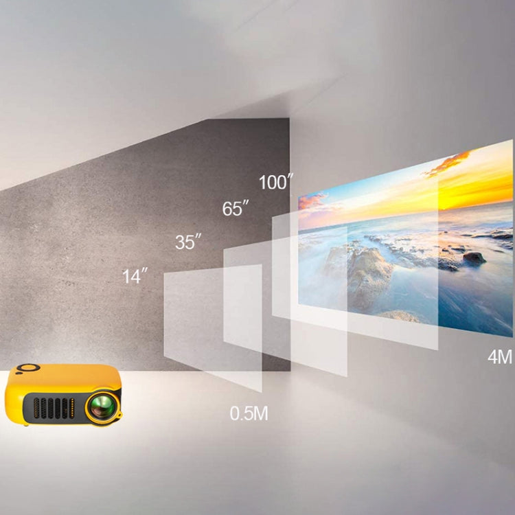 A2000 1080P Mini Portable Smart Projector Children Projector, US Plug(Yellow)