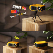 A2000 1080P Mini Portable Smart Projector Children Projector, US Plug(Yellow)