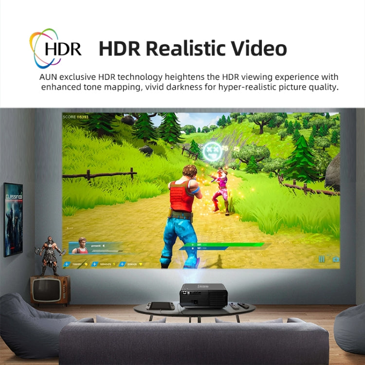 AUN U001 4K 18000 Lumens Portable Home Theater LED HD Digital Projector (US Plug)