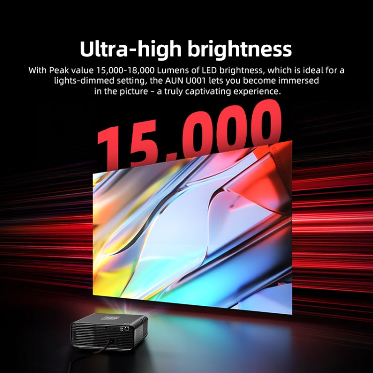 AUN U001 4K 18000 Lumens Portable Home Theater LED HD Digital Projector (US Plug)