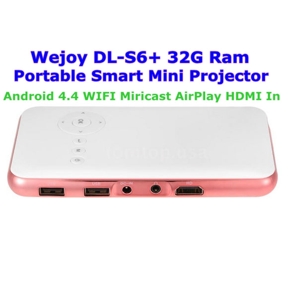 Wejoy DL-S6+ 1000 Lumens 854x480 Smart Mini Projector, RK3128 CPU, 1GB+32GB, Android 4.4, Bluetooth, WiFi, HDMI(Rose Gold)