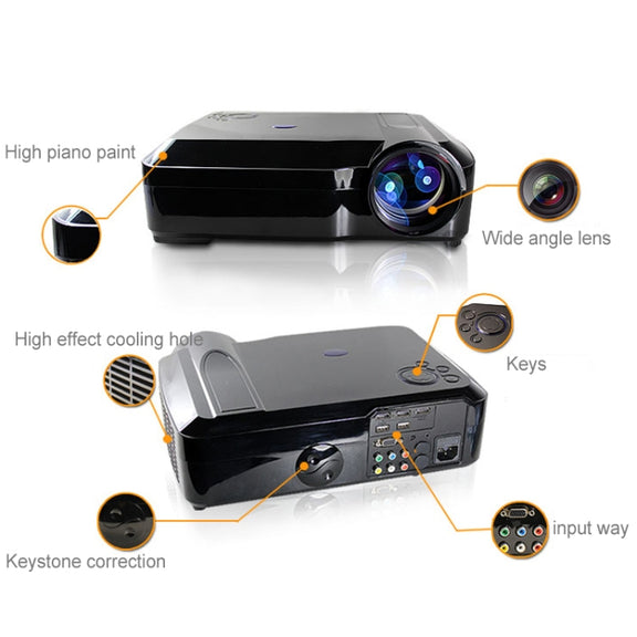 Wejoy L3 300ANSI Lumens 5.8 inch LCD Technology HD 1280*768 pixel Projector with Remote Control,  VGA, HDMI(Black)