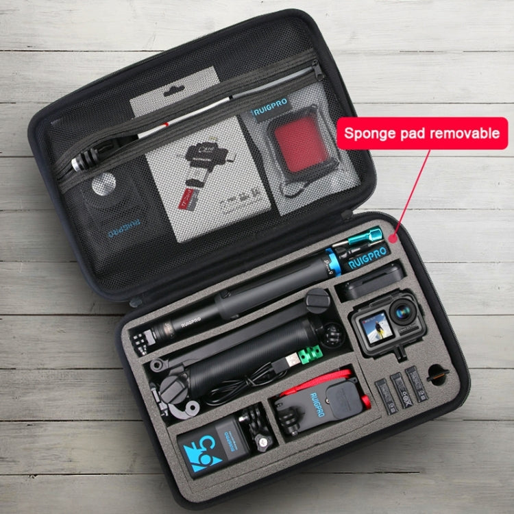 RUIGPRO Shockproof Water-resistant Portable Case Box for DJI Osmo Action, Size: 33.5cm x 22.7cm x 6.3cm(Black)