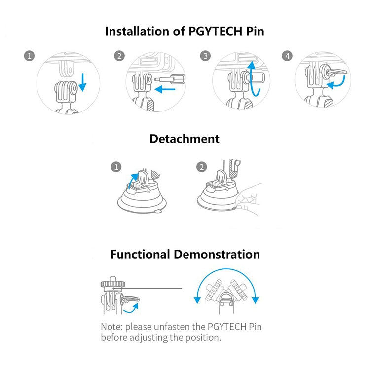 PGYTECH P-GM-132 Action Camera Suction Cup Phone Holder for DJI Osmo Action & GoPro 8/7(Silver)