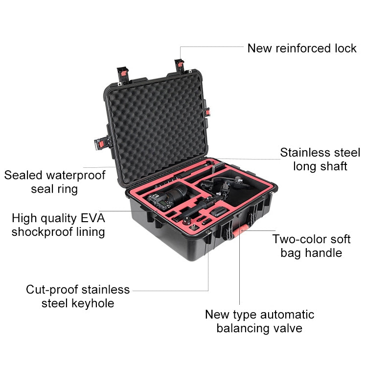 PGYTECH P-RH-001 Shockproof Water-resistant Explosion-proof Hard Box Carrying Case for DJI Ronin-S, Size: 63.4x50.3cm(Black)