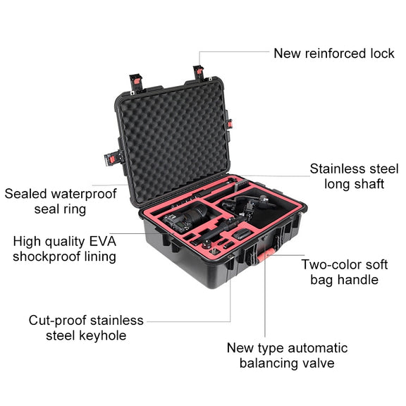 PGYTECH P-RH-001 Shockproof Water-resistant Explosion-proof Hard Box Carrying Case for DJI Ronin-S, Size: 63.4x50.3cm(Black)