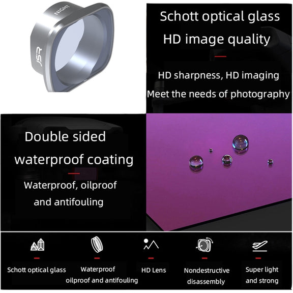 JSR KS ND64 Lens Filter for DJI FPV, Aluminum Alloy Frame