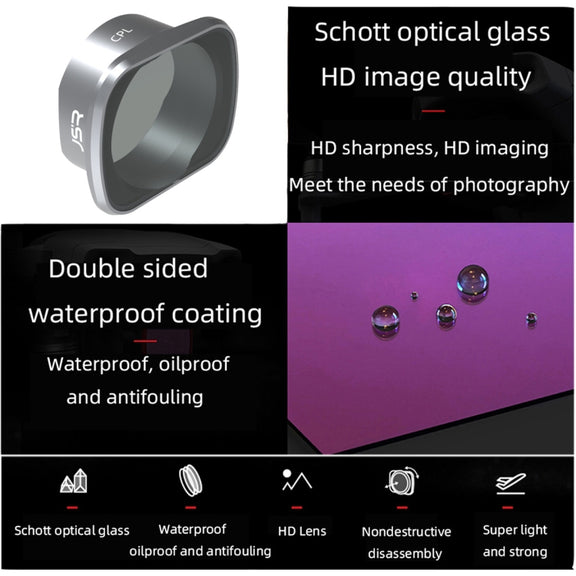 JSR CPL Lens Filter for DJI FPV, Aluminum Alloy Frame