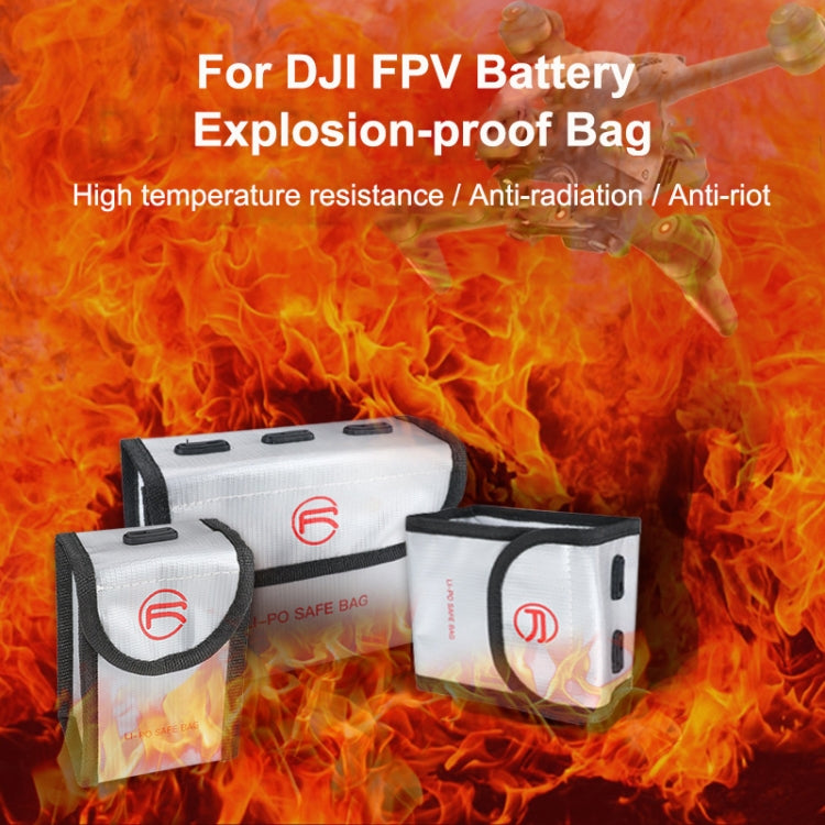 RCSTQ for DJI FPV Combo 2 x Batteries Li-Po Safe Explosion-proof Storage Bag(Silver)