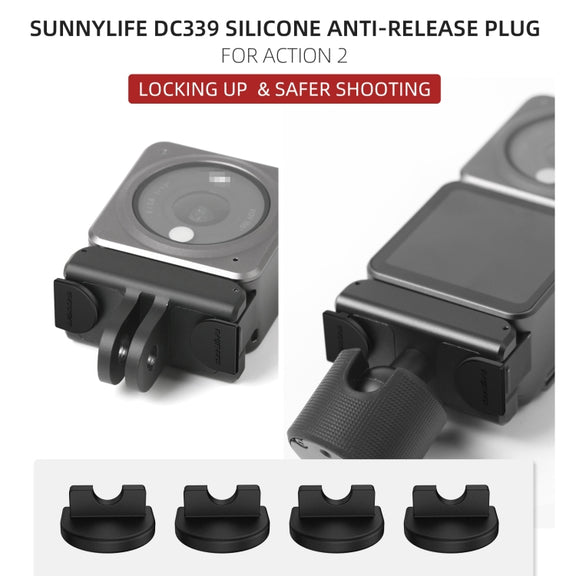 Sunnylife DC339 4 PCS Silicone Anti-release Plug for DJI Action 2 (Black)