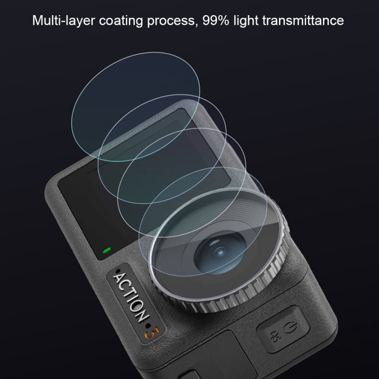 For DJI Osmo Action 3 3-in-1 Lens Front and Back Screen Diamond Explosion-proof Film