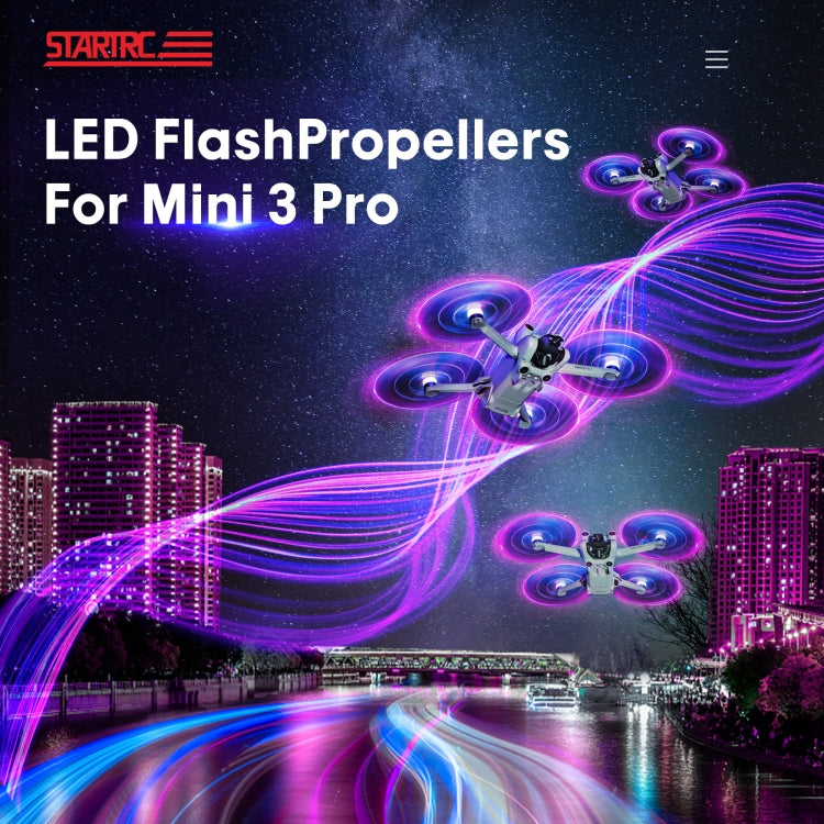 For DJI Mini 4 Pro / Mavic Mini 3 Pro STARTRC 2 Pairs Color LED Flash Lamp Low Noise Propellers (Transparent)