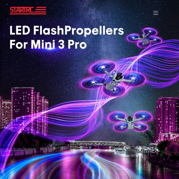 For DJI Mini 4 Pro / Mavic Mini 3 Pro STARTRC 2 Pairs Color LED Flash Lamp Low Noise Propellers (Transparent)
