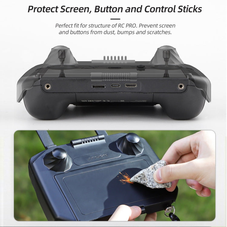 For DJI RC Pro Sunnylife 2 in 1 Controller Protector Sun Hood Screen Guard Monitor Sunshade Cover (Black)