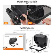 For DJI RC Pro Sunnylife 2 in 1 Controller Protector Sun Hood Screen Guard Monitor Sunshade Cover (Black)