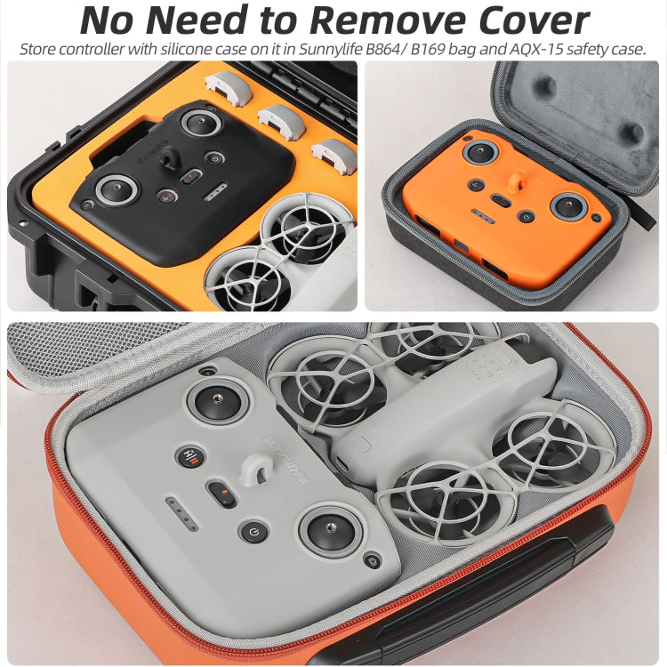 For DJI Neo / Mini 4 Pro / RC-N3 / RC-N2 / RC-N1 Sunnylife Controller Protective Cover Silicone Case with Neck Strap (Black)