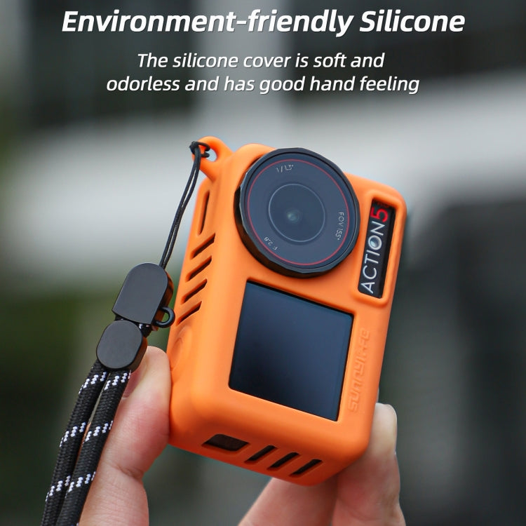 For DJI Osmo Action 5 Pro Sunnylife Silicone Protective Case Scratch-proof Camera Cover with Lanyard (Orange)