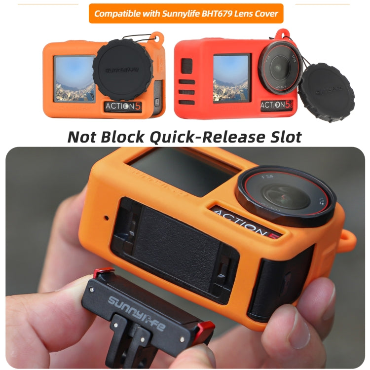 For DJI Osmo Action 5 Pro Sunnylife Silicone Protective Case Scratch-proof Camera Cover with Lanyard (Black)