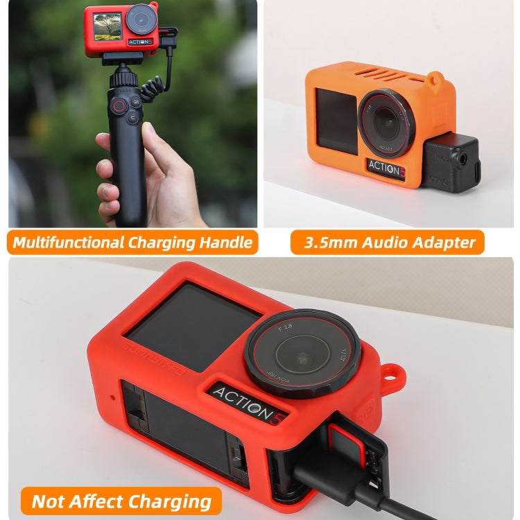 For DJI Osmo Action 5 Pro Sunnylife Silicone Protective Case Scratch-proof Camera Cover with Lanyard (Orange)