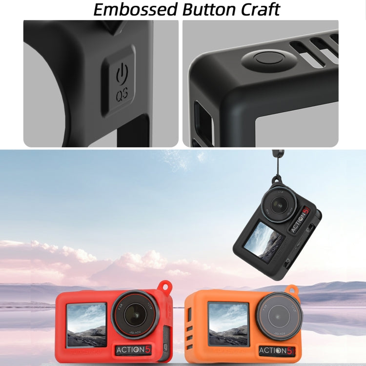 For DJI Osmo Action 5 Pro Sunnylife Silicone Protective Case Scratch-proof Camera Cover with Lanyard (Black)