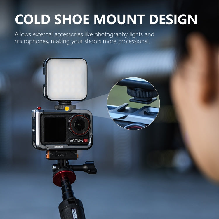 For DJI Osmo Action 5 Pro STARTRC Metal Cage Expansion Adapter Frame with Cold Shoe (Grey)