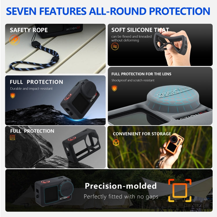 For DJI Osmo Action 5 Pro STARTRC Silicone Protective Case with Lens Cover (Grey)