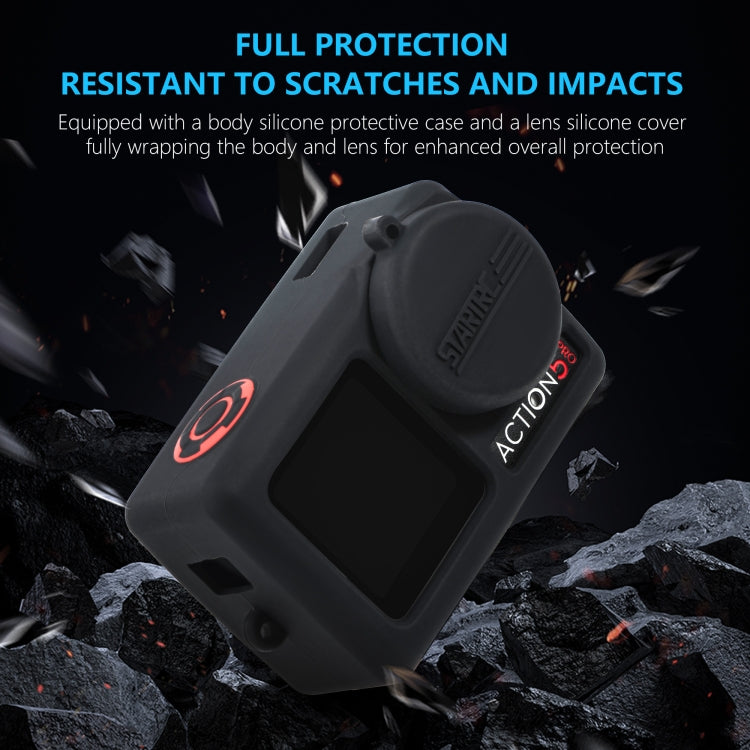 For DJI Osmo Action 5 Pro STARTRC Silicone Protective Case with Lens Cover (Grey)