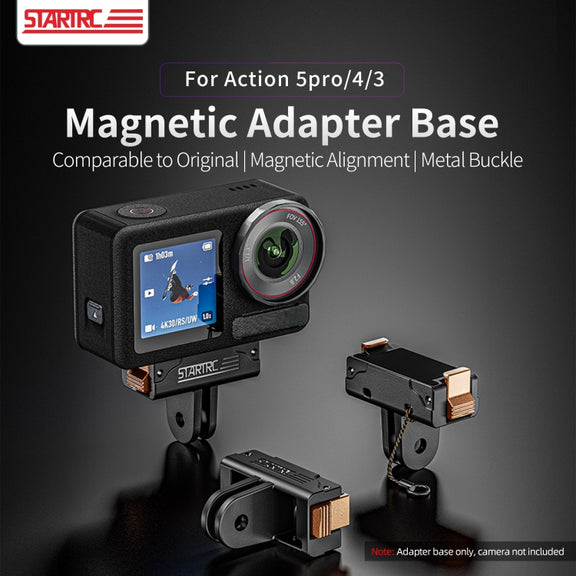 For DJI Osmo Action 5 Pro / 4 / 3 STARTRC Plastic Quick Adapter Magnetic Extension Bracket (Black)