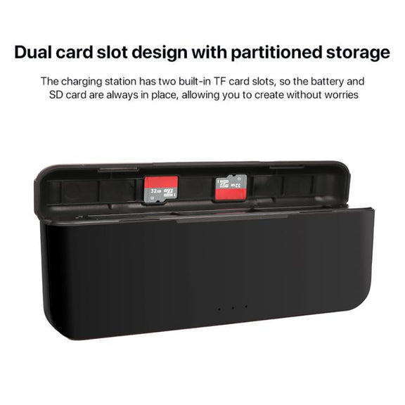 For DJI Osmo Action 5 Pro Multifunction Tri-Slot Batteries Charger Storage Box (Black)
