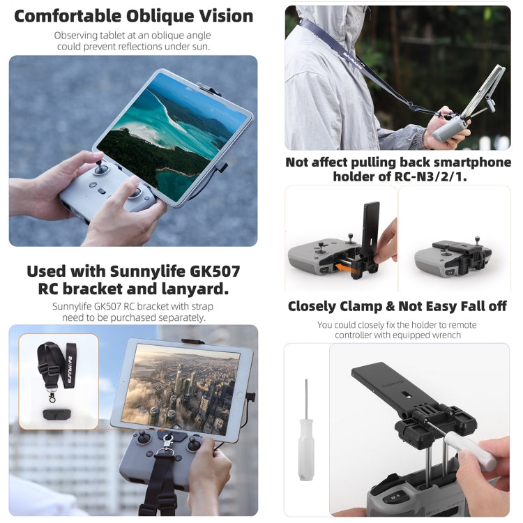 Sunnylife Remote Controller Tablet Holder Stand For DJI RC-N3 / RC-N2 / RC-N1 (Black)