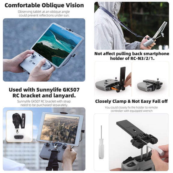 Sunnylife Remote Controller Tablet Holder Stand For DJI RC-N3 / RC-N2 / RC-N1 (Black)
