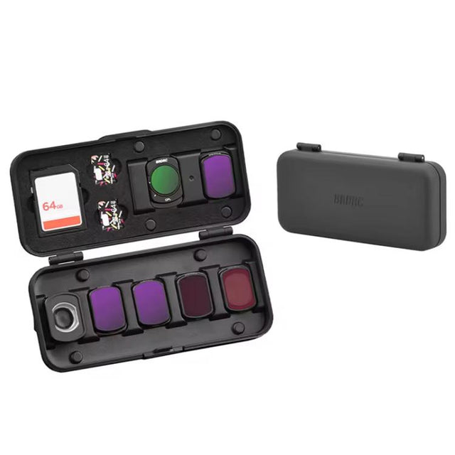 BRDRC Storage Case for DJI Osmo Pocket 3 Filter, TF/SD Card, Wide-Angle & Macro Lens Organizer (Black)