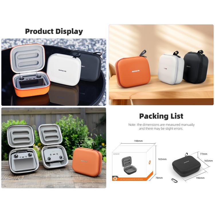 Sunnylife Mini Carrying Case Protective Handbag Portable Clutch Storage Bag for DJI RC 2 / 1 / RC-N3 / N2 / N1 (Orange)
