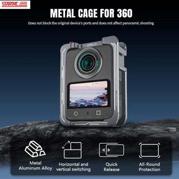 For DJI Osmo 360 STARTRC Metal Cage Frame with Cold Shoe (Grey)