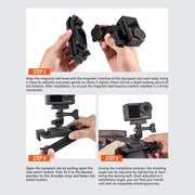 STARTRC Magnetic  Backpack Clip Mount for DJI Osmo 360 / GoPro Action Cameras (Black)