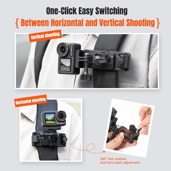 STARTRC Magnetic  Backpack Clip Mount for DJI Osmo 360 / GoPro Action Cameras (Black)