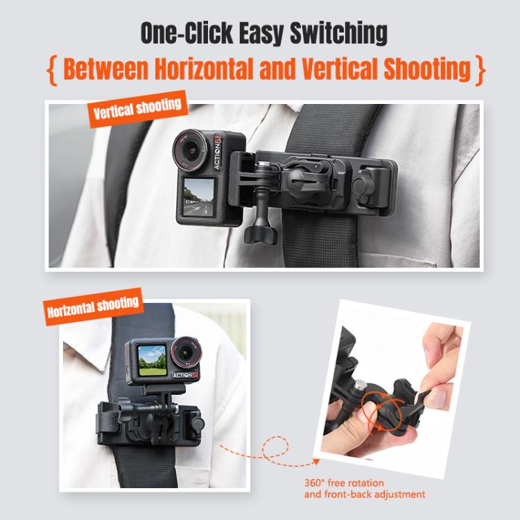 STARTRC Magnetic  Backpack Clip Mount for DJI Osmo 360 / GoPro Action Cameras (Black)