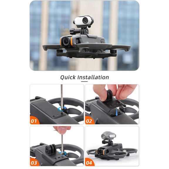 For DJI Avata 2 Sunnylife Action Camera Holder Mount Drone Light Bracket (Black)