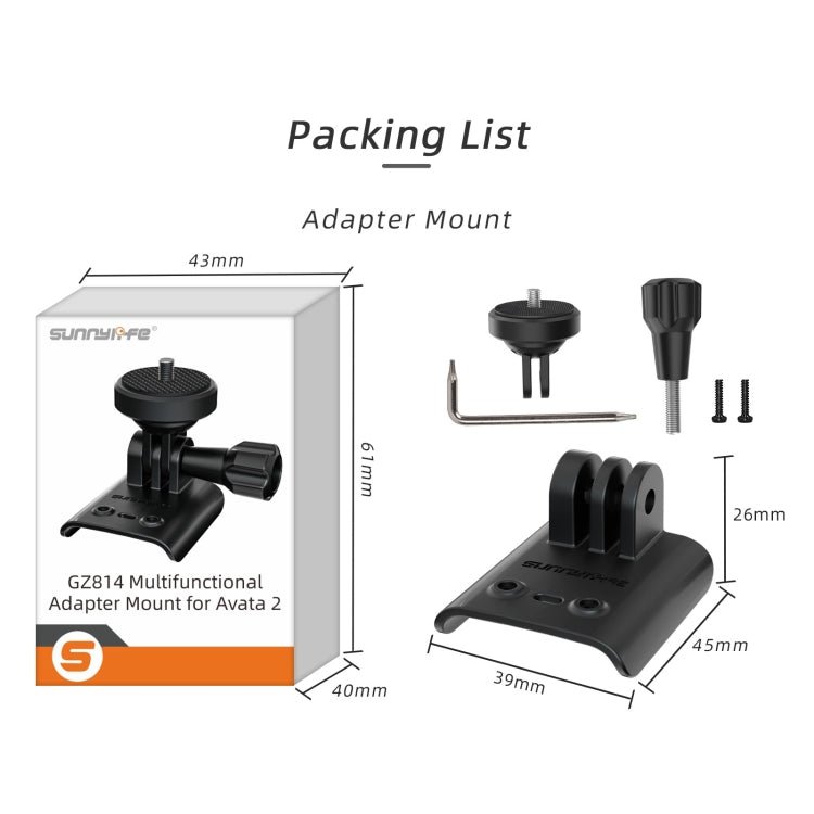 For DJI Avata 2 Sunnylife Action Camera Holder Mount Drone Light Bracket (Black)
