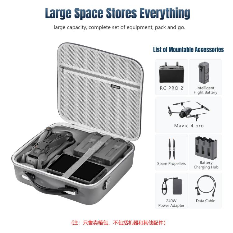 For DJI Mavic 4 Pro / RC Pro 2 STARTRC All-rounder Shoulder PU Storage Bag Handbag (Grey)
