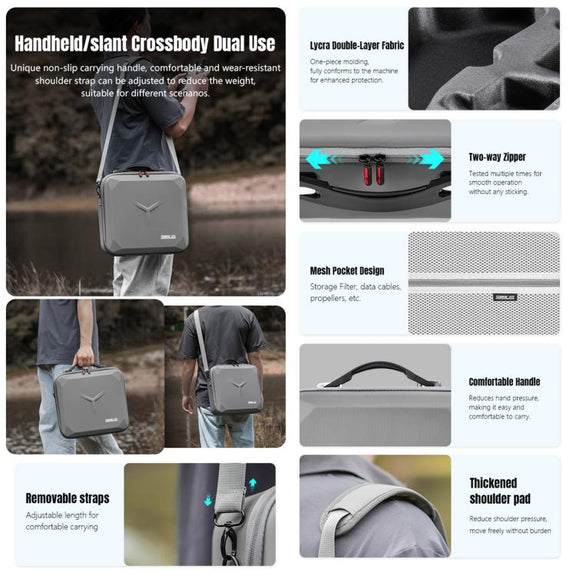 For DJI Mavic 4 Pro / RC Pro 2 STARTRC All-rounder Shoulder PU Storage Bag Handbag (Grey)