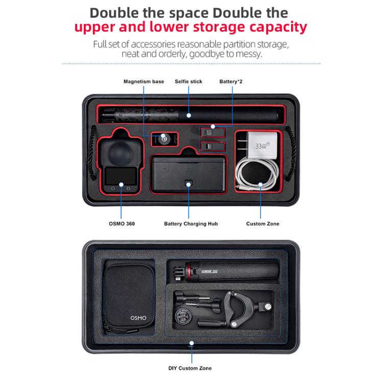 For DJI Osmo 360 STARTRC Water-resistant EVA ABS Dual-layer Suitcase Storage Box (Black)