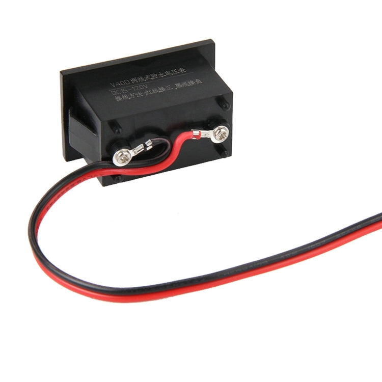 V40D 2 Wires Red Light Display Mini Water-resistant IPX4 Digital Voltage Meter, Measure Voltage: DC 15-120V