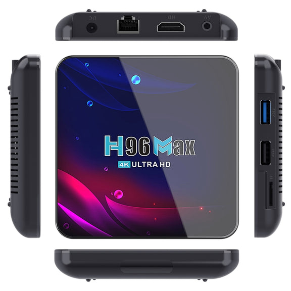 H96 Max V11 4K Smart TV BOX Android 11.0 Media Player with Remote Control, RK3318 Quad-Core 64bit Cortex-A53, RAM: 4GB, ROM: 64GB, Support Dual Band WiFi, Bluetooth, Ethernet, EU Plug