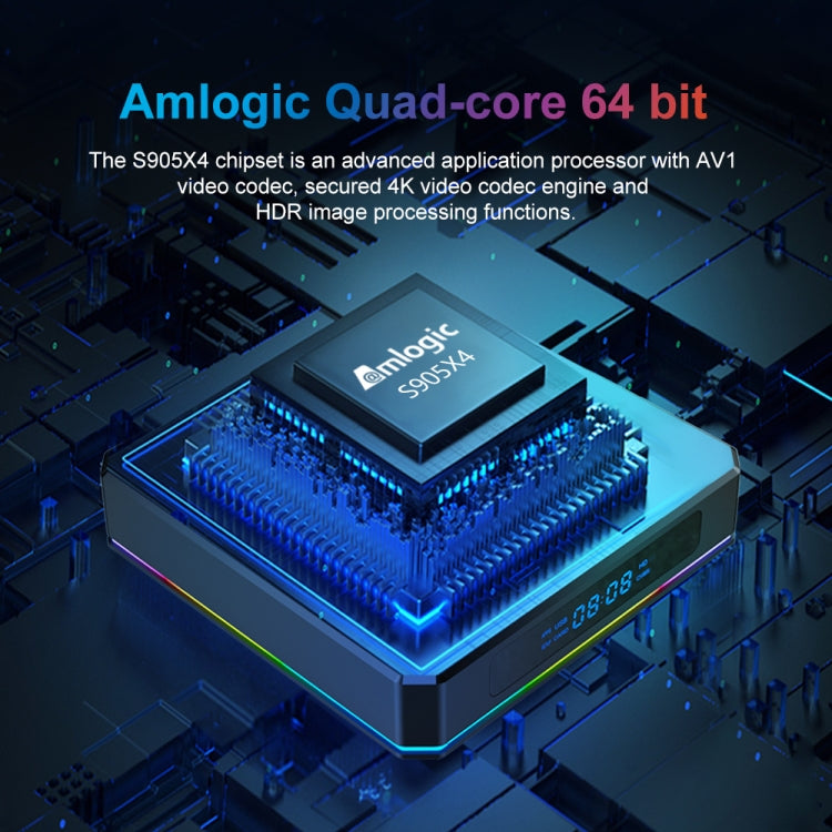X96 X4 8K Smart TV BOX Android 11.0 Media Player with Remote Control, Amlogic S905X4 Quad Core ARM Cortex A55, RAM: 4GB, ROM: 32GB, Support 100M, Dual Band WiFi, Bluetooth, AU Plug