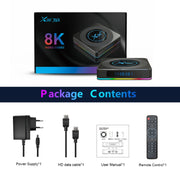 X96 X4 8K Smart TV BOX Android 11.0 Media Player with Remote Control, Amlogic S905X4 Quad Core ARM Cortex A55, RAM: 4GB, ROM: 32GB, Support 100M, Dual Band WiFi, Bluetooth, AU Plug