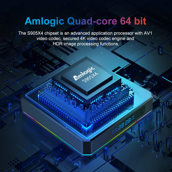 X96 X4 8K Smart TV BOX Android 11.0 Media Player with Remote Control, Amlogic S905X4 Quad Core ARM Cortex A55, RAM: 4GB, ROM: 64GB, Support 1000M, Dual Band WiFi, Bluetooth, AU Plug