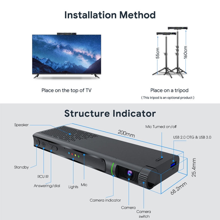MECOOL KA2 Video Calling on TV Android 10.0 Smart TV Box with Remote Control, Amlogic S905X4 Quad Core Cortex A35, 4GB+64GB, Dual-Band / Ethernet / Camera(US Plug)