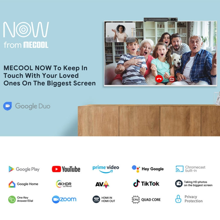 MECOOL KA2 Video Calling on TV Android 10.0 Smart TV Box with Remote Control, Amlogic S905X4 Quad Core Cortex A35, 4GB+64GB, Dual-Band / Ethernet / Camera(AU Plug)