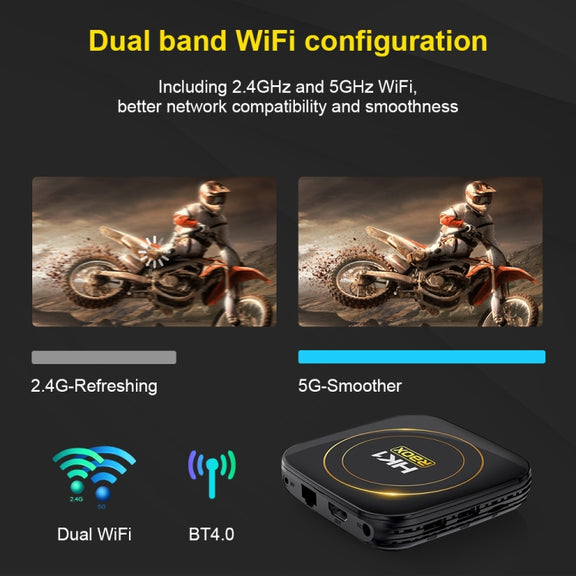 HK1 RBOX-H8S 4K Ultra HD Android 12.0 Smart TV Box with Remote Control, Allwinner H618 Quad-Core, 2GB+16GB(EU Plug)
